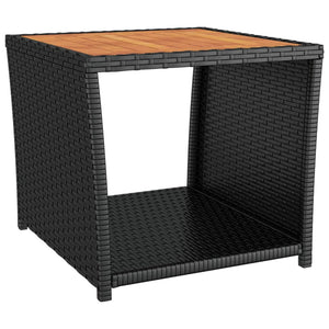 Set Mobili Giardino 3pz Nero Polyrattan e Legno Massello Acacia 3157649