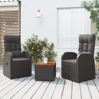 Set Mobili Giardino 3pz Nero Polyrattan e Legno Massello Acacia 3157649