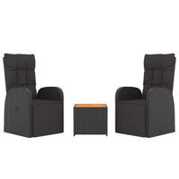 Set Mobili Giardino 3pz Nero Polyrattan e Legno Massello Acacia 3157650