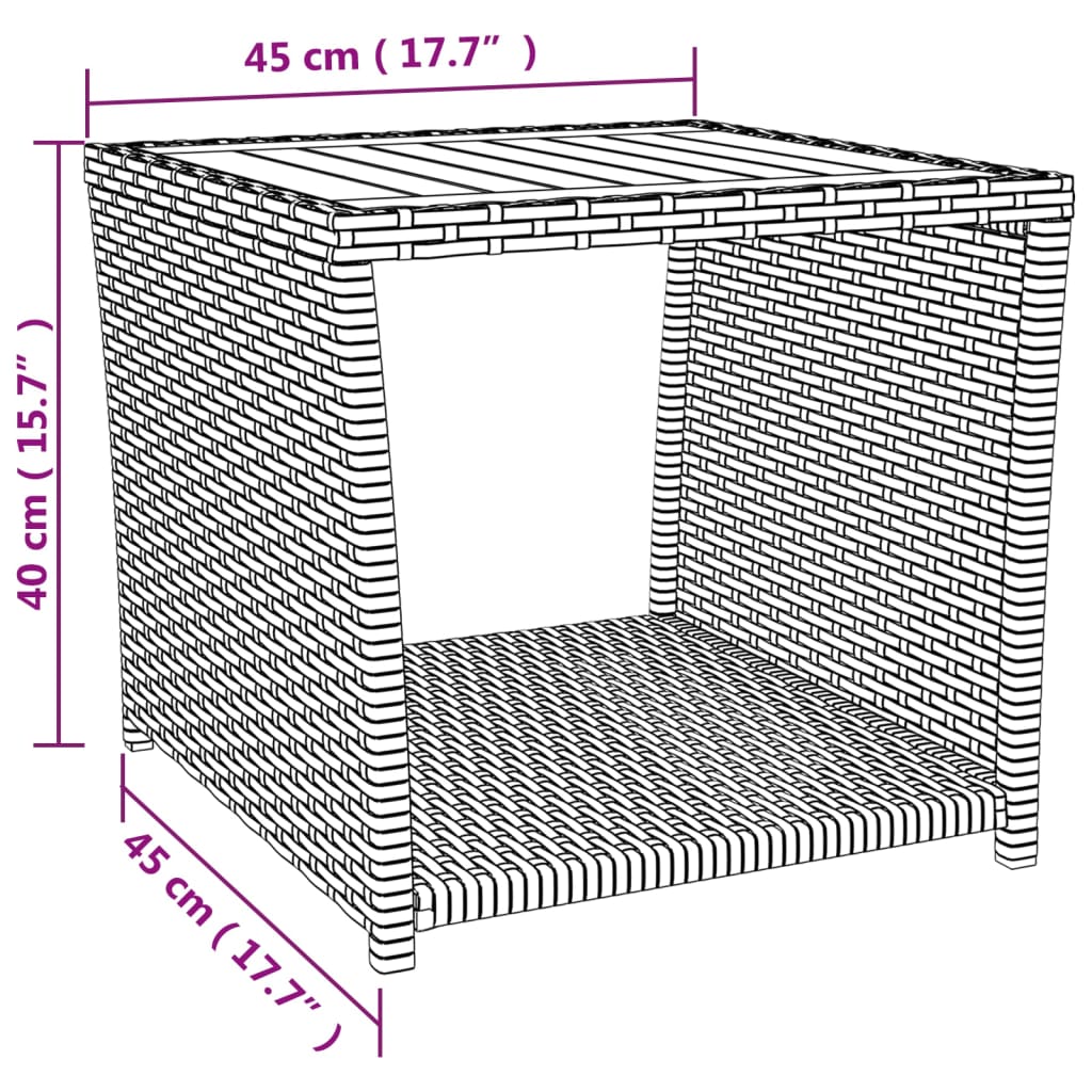 Set Mobili Giardino 3pz Nero Polyrattan e Legno Massello Acacia 3157650