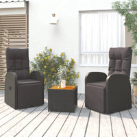 Set Mobili Giardino 3pz Nero Polyrattan e Legno Massello Acacia 3157650