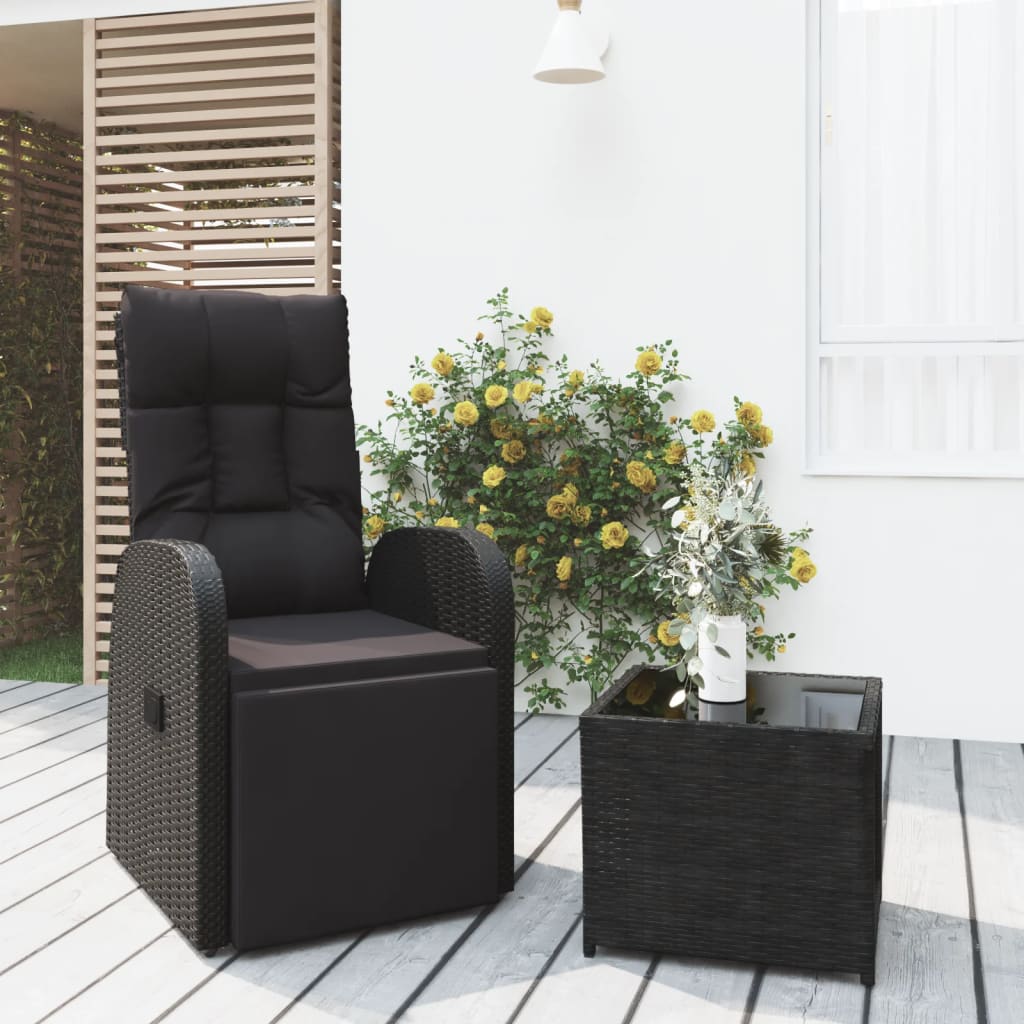 Set Mobili da Giardino 2 pz Nero Polyrattan e Acciaiocod mxl 100392