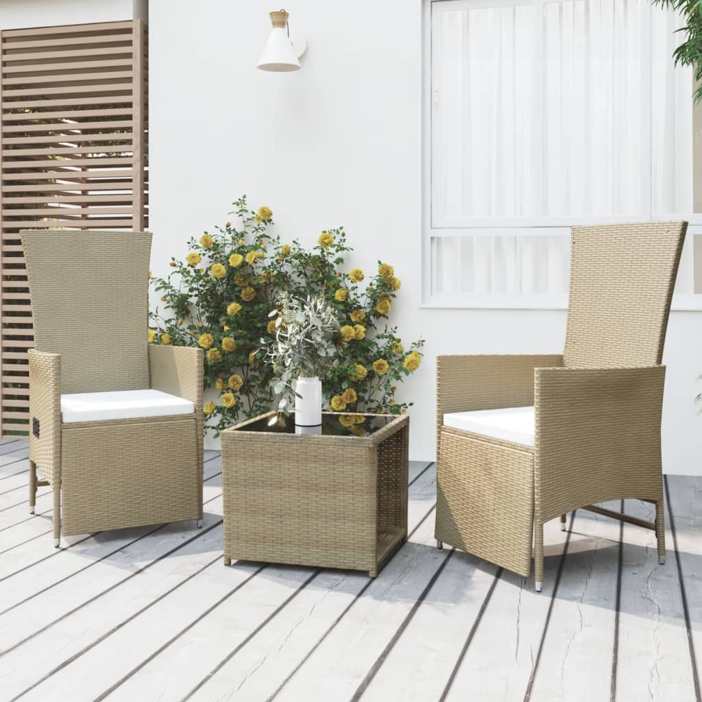 Set Mobili da Giardino 3 pz Beige Polyrattan e Acciaiocod mxl 100411