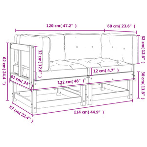 Divani Angolari con Cuscini 2pz in Legno Massello di Pino Miele 825453