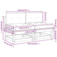 Divani Centrali con Cuscini 2 pz Legno Massello di Pino Bianco 825458