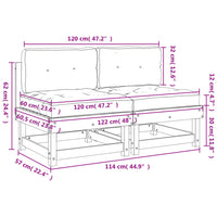 Divani Centrali con Cuscini 2pz in Legno Massello di Pino Miele 825460