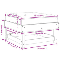 Poggiapiedi Giardino con Cuscini 2pz Legno Massello Pino Grigio 825466