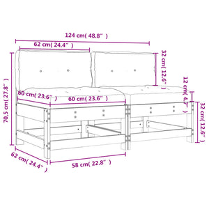 Divani Centrali con Cuscini 2 pz in Legno Massello di Douglas 825581