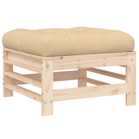 Poggiapiedi da Giardino con Cuscino in Legno Massello di Pinocod mxl 96148