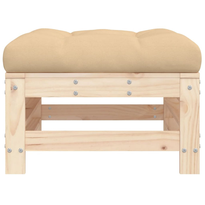 Poggiapiedi da Giardino con Cuscino in Legno Massello di Pinocod mxl 96148