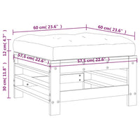 Poggiapiedi da Giardino con Cuscino Legno Massello Pino Bianco 825668