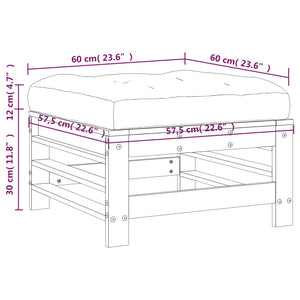 Poggiapiedi da Giardino con Cuscino Legno Massello Pino Bianco 825668