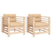 Sedie da Giardino con Cuscini 2 pz Legno Massello di Pinocod mxl 120103