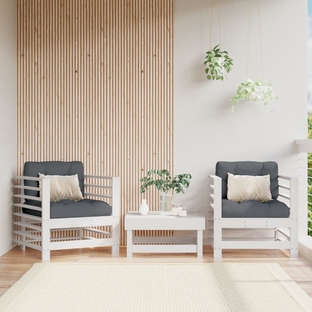 Sedie da Giardino con Cuscini 2pz Legno Massello di Pino Bianco 825675