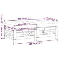 Poggiapiedi da Giardino con Cuscini 2 pz Legno Massello di Pino 825695