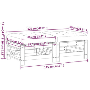 Poggiapiedi da Giardino con Cuscini 2 pz Legno Massello di Pino 825695