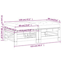 Poggiapiedi Giardino con Cuscini 2pz Legno Massello Pino Bianco 825696