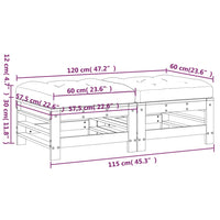 Poggiapiedi Giardino con Cuscini 2pz Legno Massello Pino Nero 825699