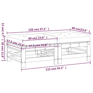 Poggiapiedi Giardino con Cuscini 2pz Legno Massello Pino Nero 825699