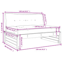 Divano Centrale 120x80 cm in Legno Massello di Pino 825758