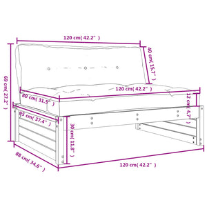 Divano Centrale 120x80 cm in Legno Massello di Pino 825758