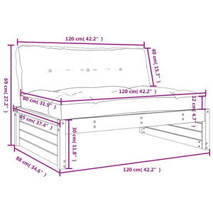 Divano Centrale 120x80 cm in Legno Massello di Pino Nero 825762