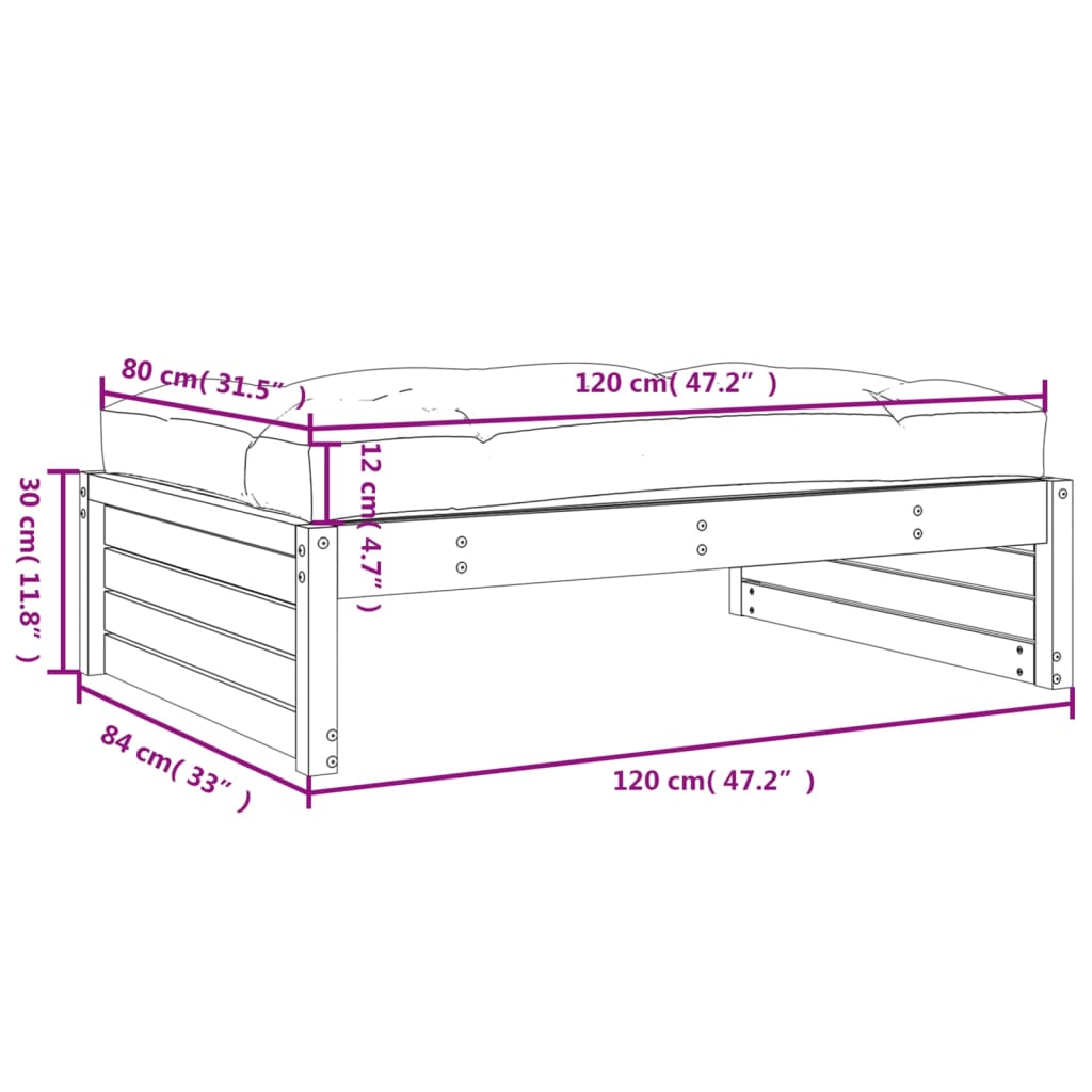 Poggiapiedi da Giardino 120x80 cm in Legno Massello di Pino 825765