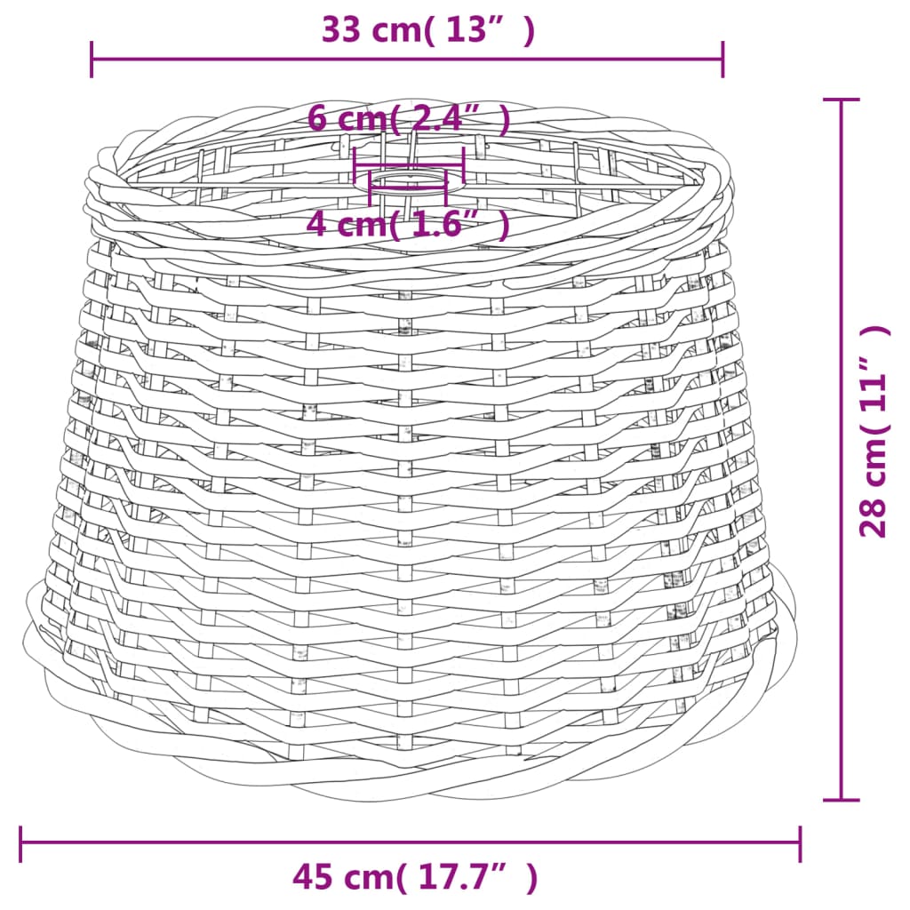 Paralume da Soffitto Bianco Ø45x28 cm in Vimini 364370