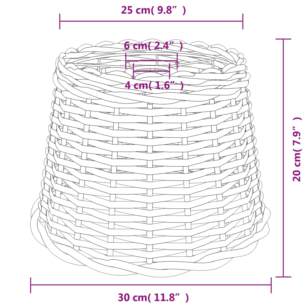 Paralume da Soffitto Marrone Ø30x20 cm in Vimini 364375