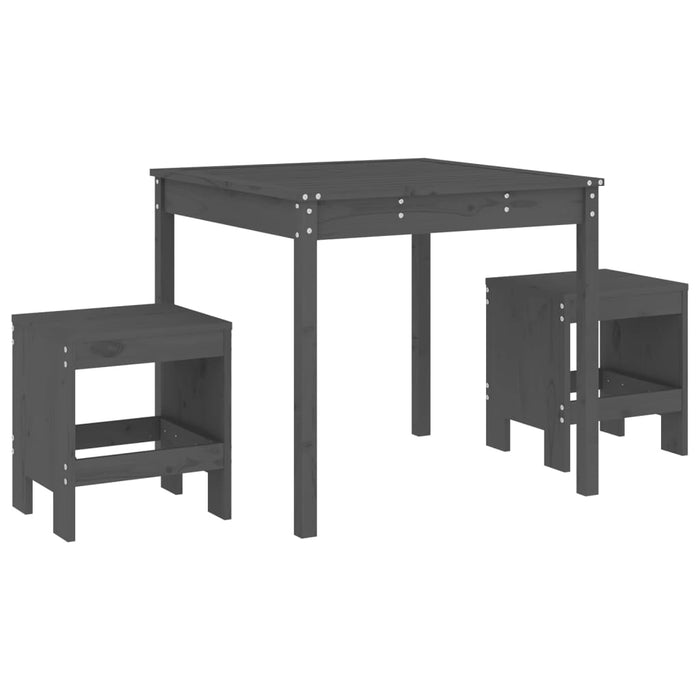 Set da Bistrot da Giardino 3pz Grigio in Legno Massello di Pinocod mxl 107573