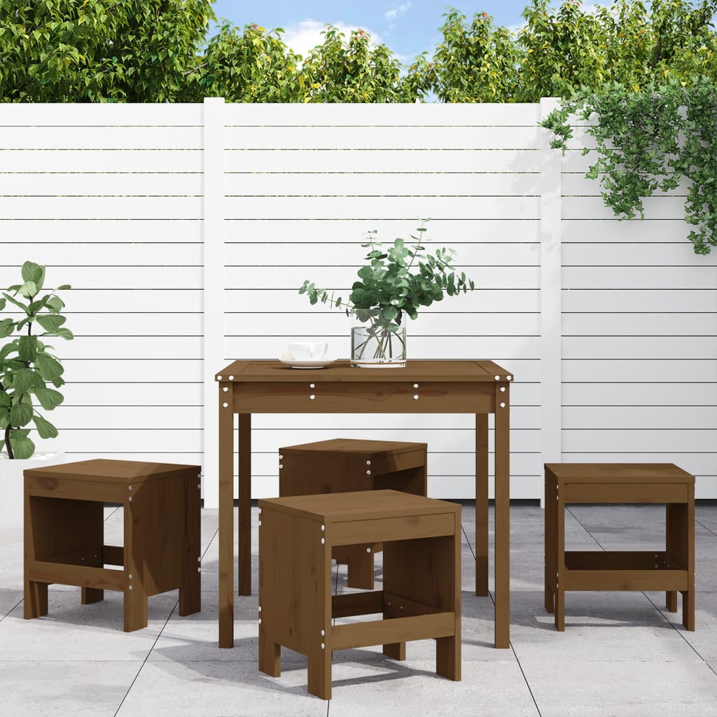 Set da Pranzo da Giardino 5 pz Miele in Legno Massello di Pino 3157712