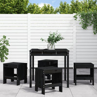 Set da Pranzo per Giardino 5pz Nero in Legno Massello di Pino 3157713