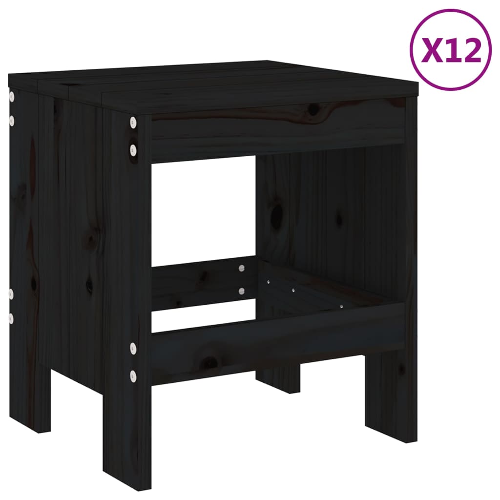 Set da Pranzo da Giardino 13 pz Nero in Legno Massello di Pino 3157725