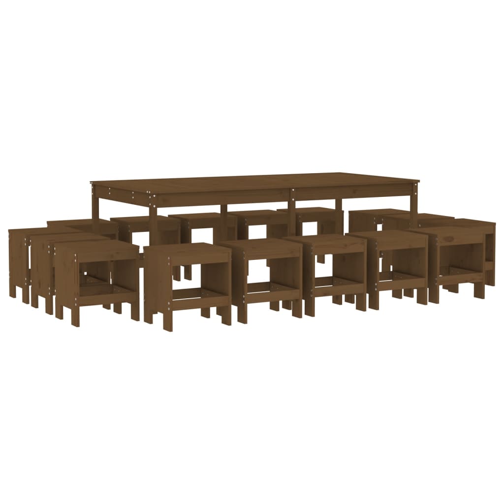 Set da Pranzo da Giardino 17 pz Miele in Legno Massello di Pinocod mxl 107581