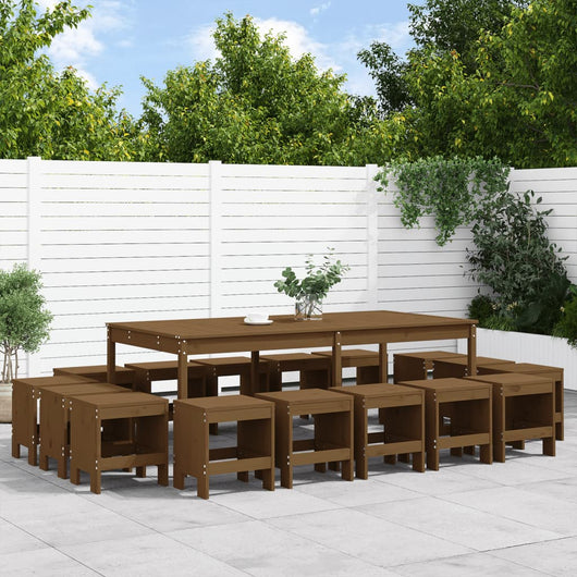 Set da Pranzo da Giardino 17 pz Miele in Legno Massello di Pinocod mxl 107581