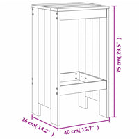 Set Bar da Giardino 3 pz Grigio in Legno Massello di Pino 3157735