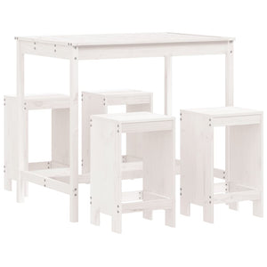 Set Bar da Giardino 5 pz Bianco in Legno Massello di Pino 3157746