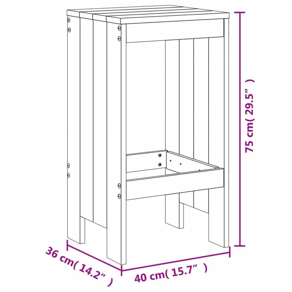 Set Bar da Giardino 5 pz Bianco in Legno Massello di Pino 3157746