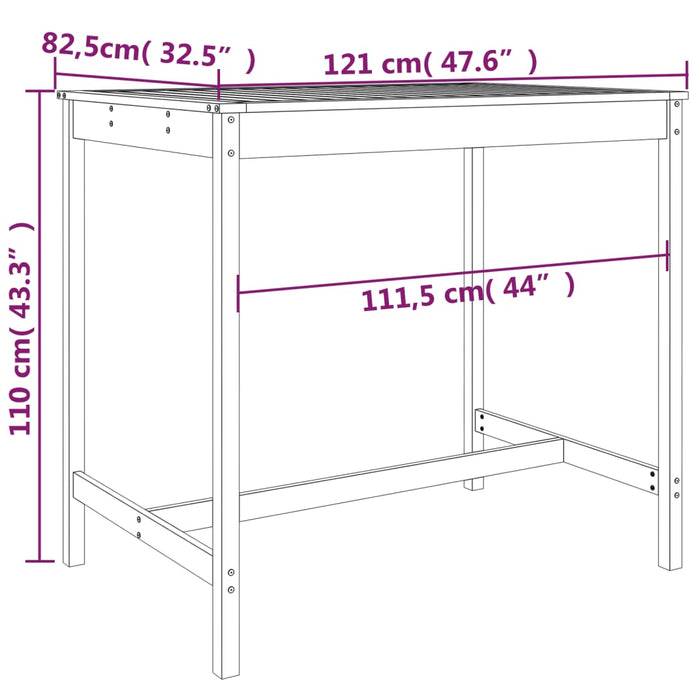 Set Bar da Giardino 5 pz Grigio in Legno Massello di Pino 3157747