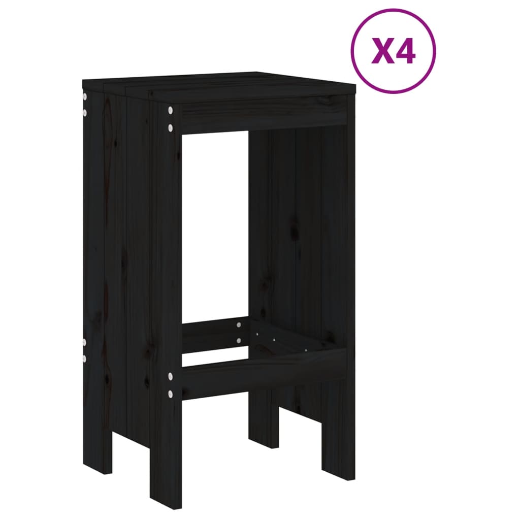 Set Bar da Giardino 5 pz Nero in Legno Massello di Pinocod mxl 131557