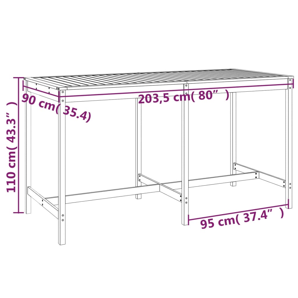 Set Bar da Giardino 9 pz Nero in Legno Massello di Pino 3157761