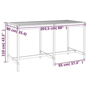 Set Bar da Giardino 9 pz Nero in Legno Massello di Pino 3157761