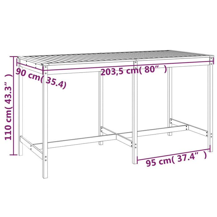 Set Bar da Giardino 9 pz Nero in Legno Massello di Pino 3157761