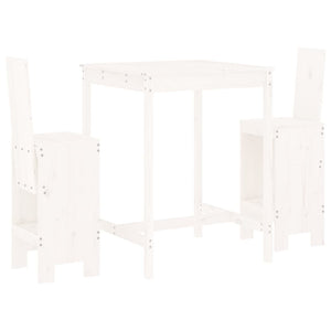 Set Bar da Giardino 3 pz Bianco in Legno Massello di Pino 3157764