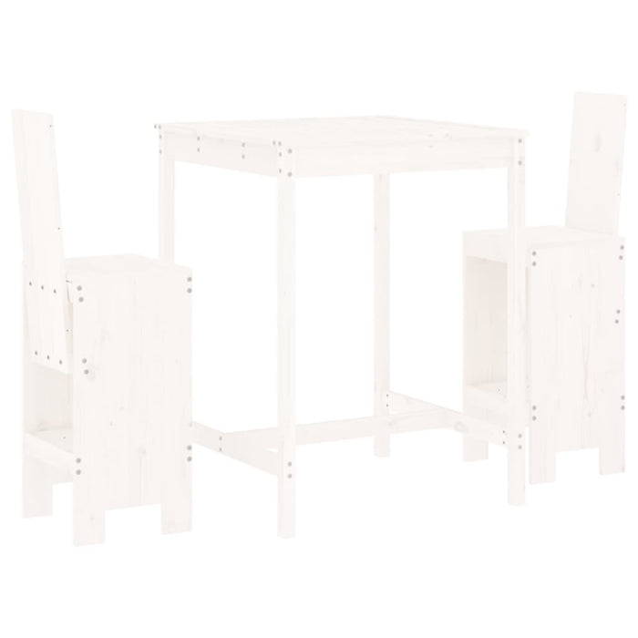 Set Bar da Giardino 3 pz Bianco in Legno Massello di Pino 3157764