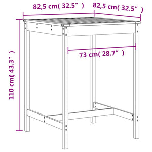 Set Bar da Giardino 3 pz Bianco in Legno Massello di Pino 3157764