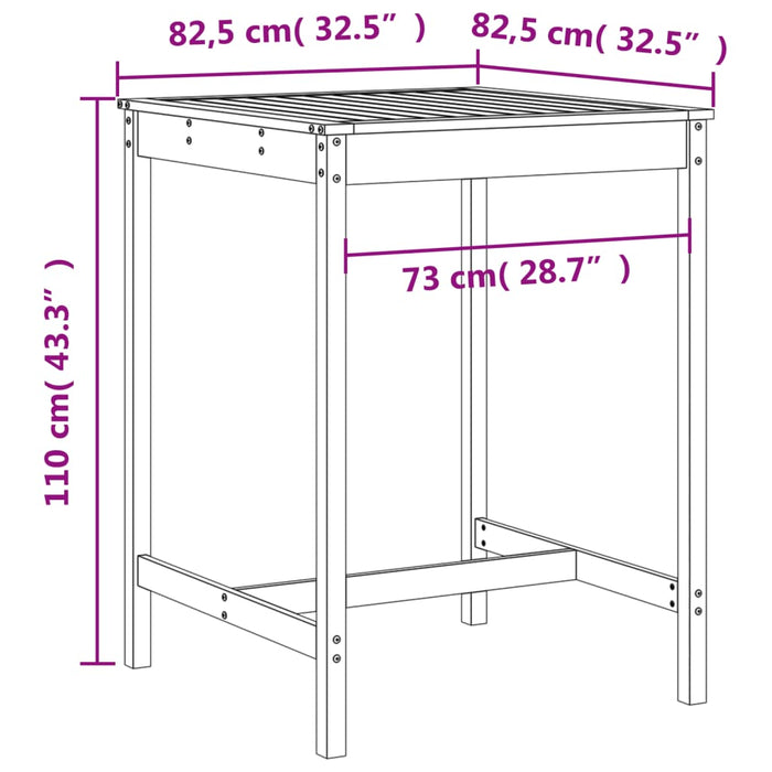 Set Bar da Giardino 3 pz Bianco in Legno Massello di Pino 3157764