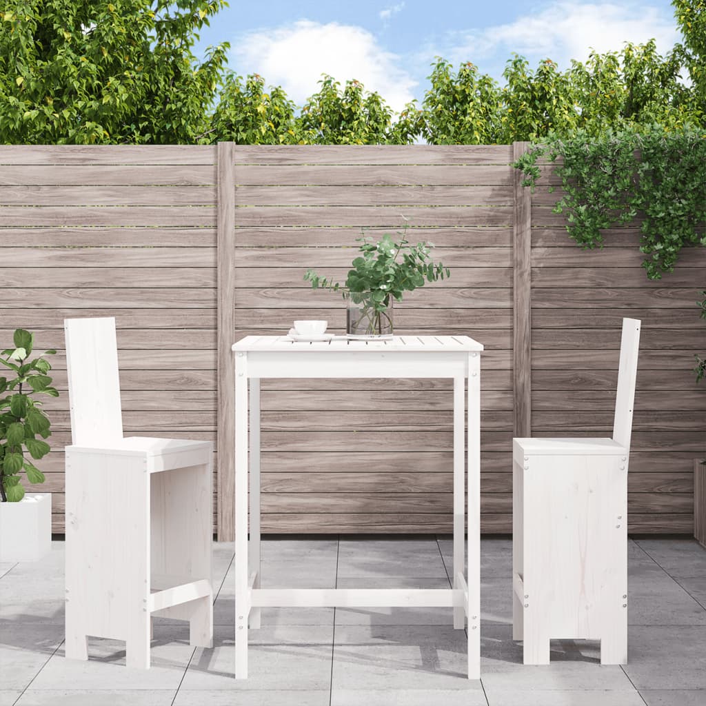 Set Bar da Giardino 3 pz Bianco in Legno Massello di Pino 3157764