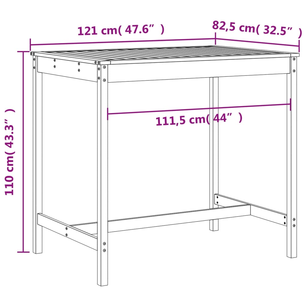 Set Bar da Giardino 5 pz Nero in Legno Massello di Pino 3157779