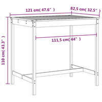 Set Bar da Giardino 5 pz Nero in Legno Massello di Pino 3157779